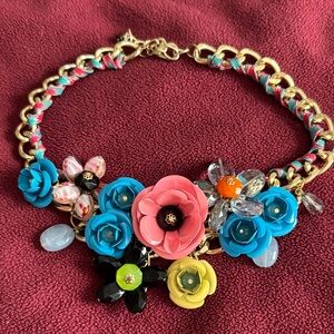 Floral Statement Necklace with Gold Chain